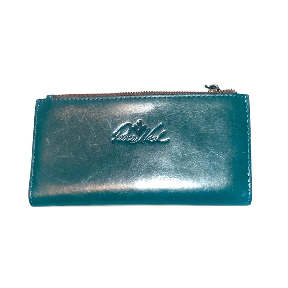 Patricia Nash • Turquoise Full‑Grain Leather Wallet • Vintage Zip Coin Organizer
